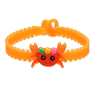 Leuke oceaan dier PVC armband voor kinderen, schattig krab design met verstelbare hartsluiting.