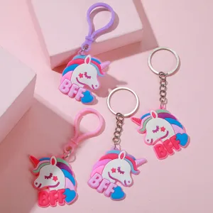 Cute unicorn BFF keychains set PVC soft rubber cute best friend key rings handbag charms and gifts