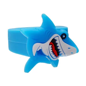 Cute cartoon shark ring PVC soft rubber animal finger ring for kids marine style gift detail