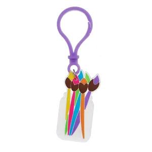 Kleurrijke penseel PVC sleutelhanger schattige cartoon stijl tas hanger voor kinderen