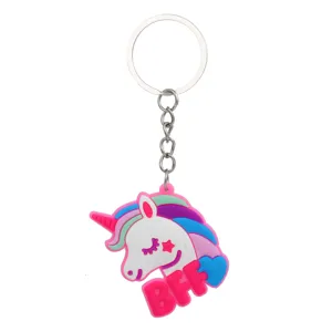 Cute unicorn BFF keychain PVC soft rubber key ring detail view accessory for bags and keys