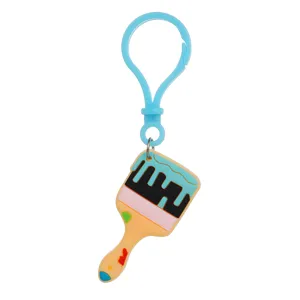 Schattige cartoon penseel PVC sleutelhanger voor kinderen, kunststijl sleutelring autohanger.