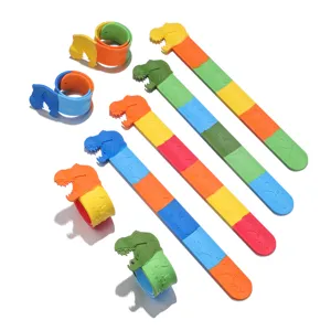Bracelet Slap en Silicone Dinosaure Cartoon Enfants Mignon Bracelet Animal 3D Bracelet Souple Cadeau de Fête Bijoux