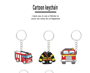 Lindo llavero bombero de dibujos animados PVC goma suave colgante bolso regalo