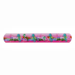 Pink cartoon ocean animal slap bracelet with cute seahorse and coral print for kids toys.