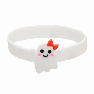 Halloween mignon fantôme silicone bracelet vue détaillée, enfants charmant bracelet de dessin animé