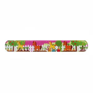Cute farm animal print PVC slap bracelet cartoon wristband toy for kids party favor gifts.