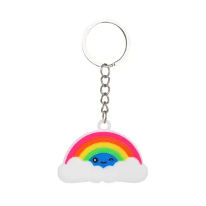 Joli porte-clés nuage arc-en-ciel en PVC souple accessoire pour clés de voiture et sacs style