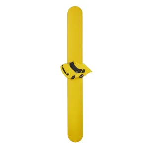 Bracelet slap de course en silicone jaune pour fete d'enfants, jouet de poignet cartoon amusant.