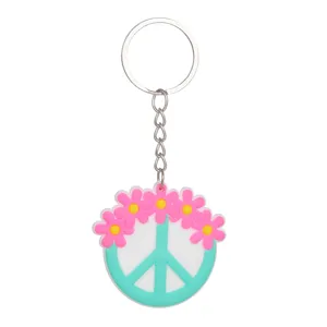 Porte-clés hippie vintage bohème en PVC souple anneau de clé pendentif voiture accessoire