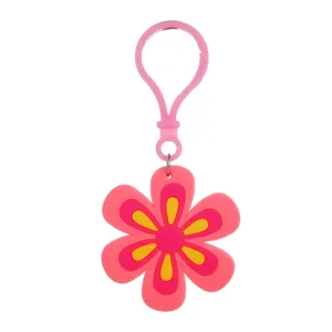 Rétro bohème fleur porte-clés pvc caoutchouc souple mignon anneau rose sac voiture pendentif