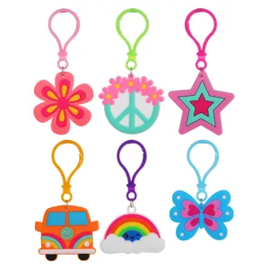 Ensemble de porte-clés PVC hippie bohème coloré, style rétro vintage mignons anneaux de voiture.