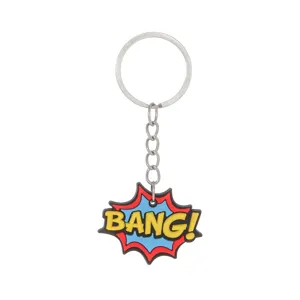 Porte-clés pendentif PVC dessin animé exclamation coloré pour enfants et cadeaux