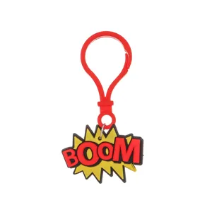 Porte-cles PVC design BOOM dessin anime rouge et jaune pendentif sac cadeau enfant