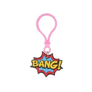 Joli porte-clés en PVC BANG style bande dessinée mignon pendentif sac pour les enfants