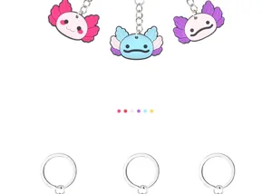 Joli porte-clés pendentif en caoutchouc souple PVC axolotl dessin animé, bel accessoire de sac.