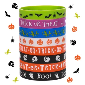 Bracelets en Silicone d'Halloween Bracelets en Caoutchouc Étanches Citrouille Effrayante Fantôme Sorcière Fête Cadeaux