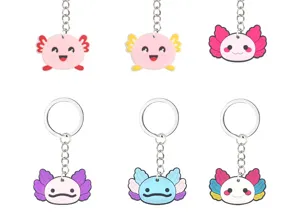 Mignon porte-clés en caoutchouc souple PVC axolotl, pendentif sac salamandre coloré pour enfants.