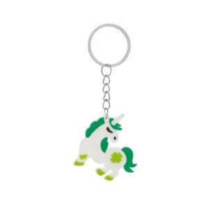 Portachiavi unicorno trifoglio San Patrizio, anello in metallo per festival irlandese e auto.