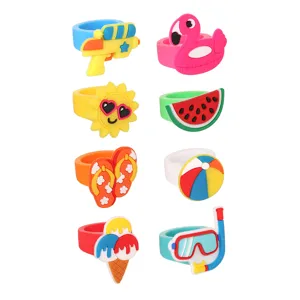 Anello da Dito Giocattolo da Spiaggia Estivo Carino in Morbida Gomma PVC Hawaiano Cartoon per Bambini