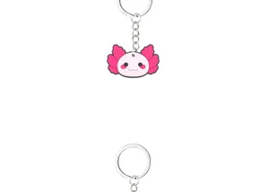 Mignon axolotl porte-clés dessin animé rose silicone dinosaure à six cornes pendentif