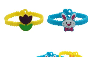 Silikon Tulpen und Hasen Armbänder für Kinder Party Geschenke, süße Cartoon Designs, flexibel.