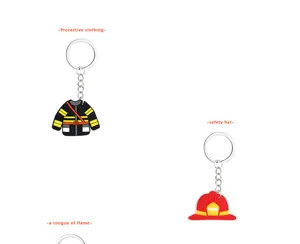 Lindo llavero de goma suave PVC tema bombero elegante colgante para mochila regalo