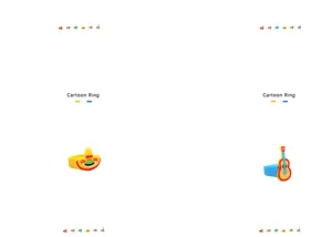 Nahaufnahmedetail des niedlichen PVC-Cartoon-Rings mit mexikanischem Hut und Gitarren-Design.