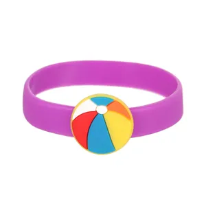 Buntes Strandball Silikon Armband fuer Kinder, niedlicher weisser Gummischmuck Sommerspielzeug