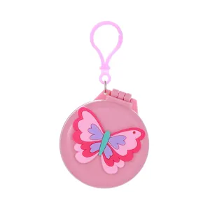 Pink mini portable folding comb mirror cute cartoon butterfly design compact travel hairbrush