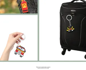 Lindo llavero de bombero de dibujos animados de PVC suave, anillo de llave regalo de mochila.