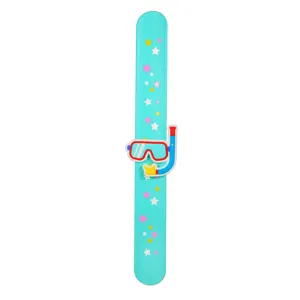 Bracelet slap en silicone avec joli pendentif masque de plongée et étoiles colorées pour plage d'été.