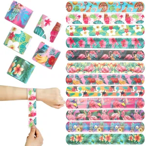 Bracelets slap flamants roses tropicaux hawaïens 12 styles jouets de poignet de fête pour enfants.