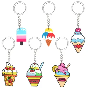 Portachiavi gelato cartone animato simpatico PVC gomma morbida anello borsa regalo.