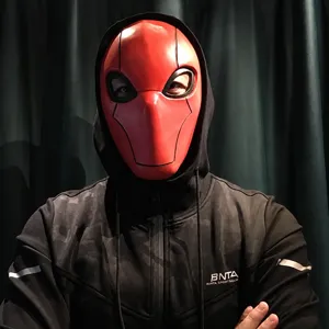 Red tactical cosplay mask full face Halloween headgear cool street style party prop gear