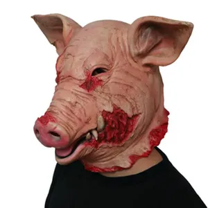 Halloween scary bloody pig mask latex horror costume cosplay props for party events.