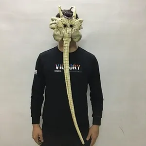 Detailed shot of the horror alien facehugger mask prop, showing realistic texture for Halloween parties.