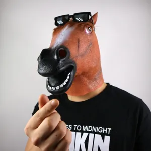 Funny Halloween Latex Horse Head Mask Animal Costume Party Cosplay Props Novelty Creepy Costume Accessory