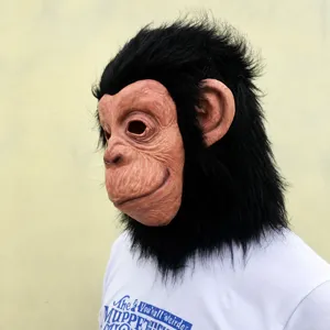 Masque en latex de chimpanzé réaliste pour fête d'Halloween, accessoire de costume drôle.