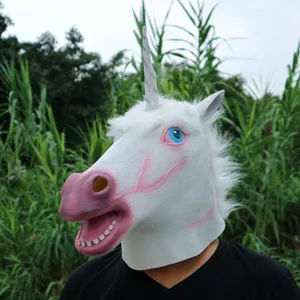 Halloween latex unicorn mask funny animal cosplay costume party horse head mask props