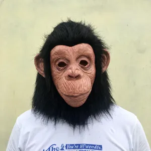 Masque en latex de chimpanzé Costume d'Halloween Drôle de coiffe d'animal Accessoire