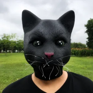 Masque de chat noir couvre-chef d'animal drole fete cosplay costume props decoration