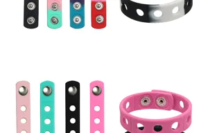 Multicolor silicone wristband bracelet with metal snaps and hole details for adults daily wear.