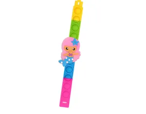 Bracciale giocattolo sensoriale push pop in silicone con simpatico design da sirena antistress.
