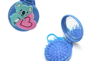 Brosse à cheveux pliante portable avec miroir, joli design koala, dents de peigne à coussin d'air.