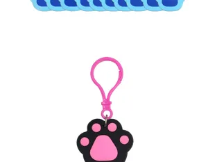Cute paw print keychain with pink plastic clasp, perfect for pet party and daily use decoration.