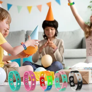 Multicolor silicone snap bracelet with metal buttons and holes for charms, adult fashion wristband.