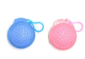 Brosse a cheveux pliante portable avec miroir peigne de poche mignon avec porte cles rose