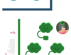 Süße grüne Wolke Silikon Strohhalm Kappe Abdeckung für Tassen wiederverwendbar Topper.