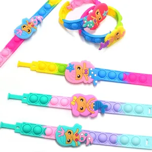 Braccialetto pop it in silicone colorato sirena giocattolo antistress bolla sensoriale.